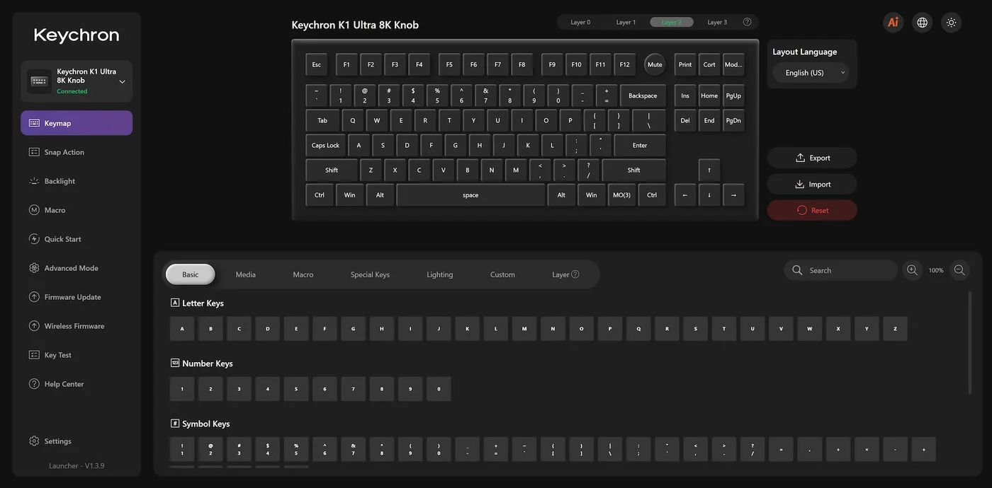 Model-specific online key-mapping interface.
