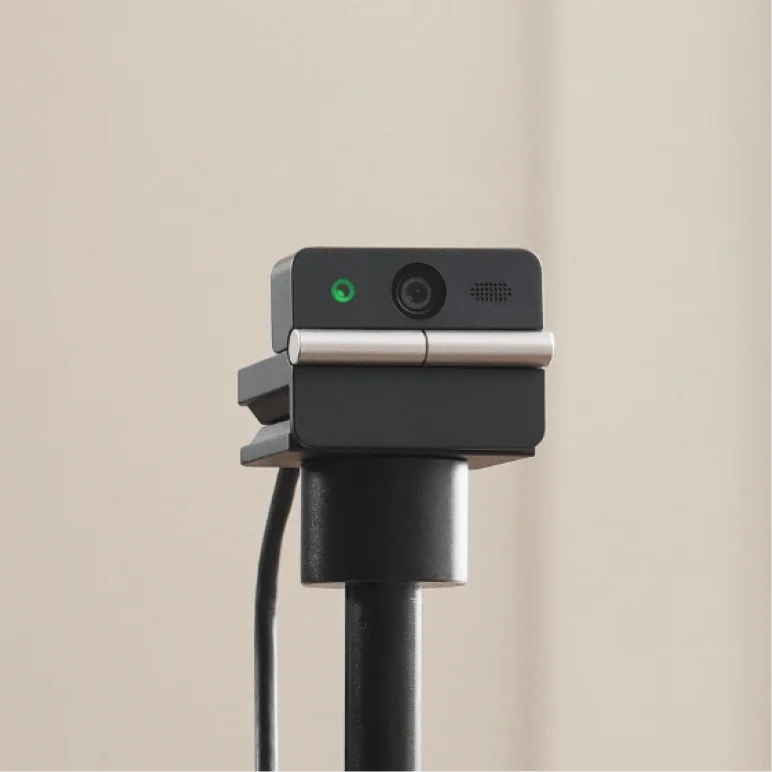 Front view on a separately sold tripod or support.