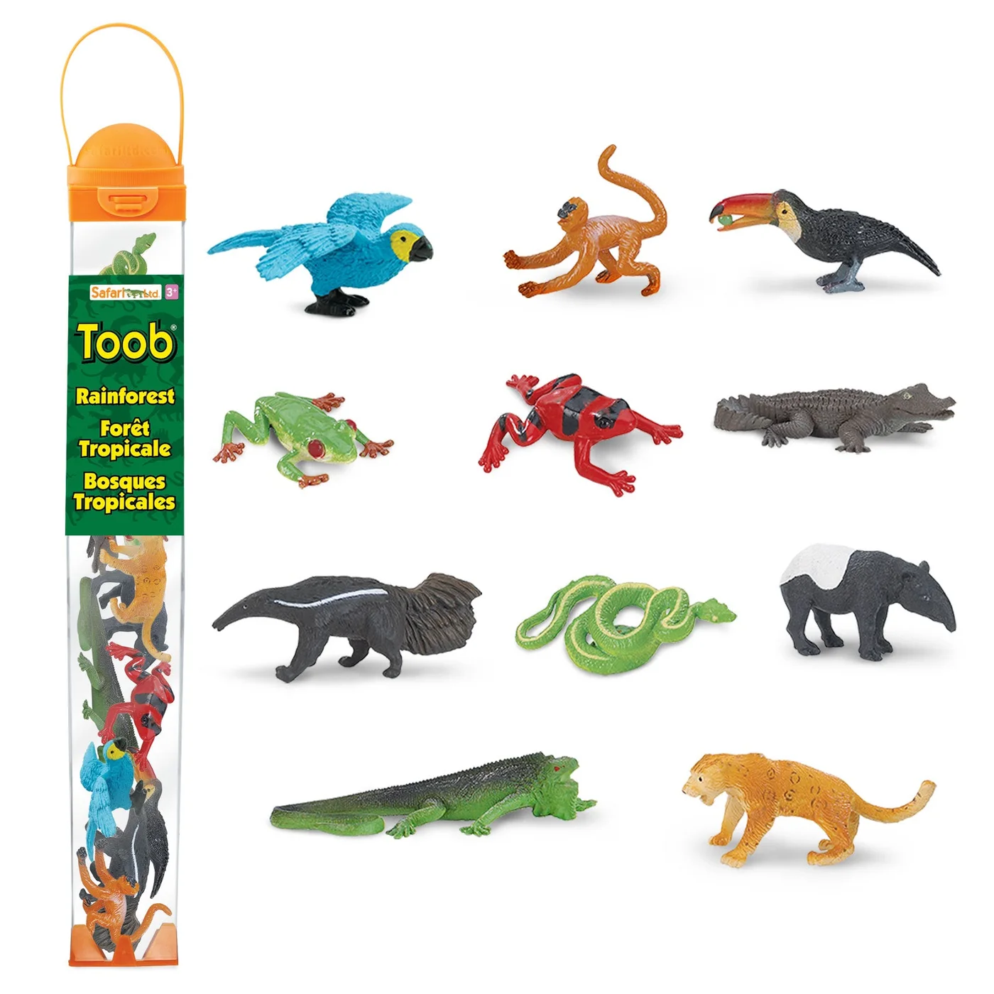 Rainforest TOOB 11-Animal Set — manufacturer reference view 1 — staged accessories not included