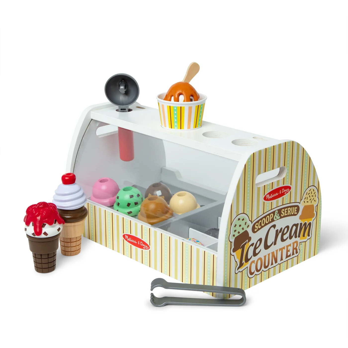 Wooden Scoop & Serve Ice Cream Counter, 28 Pieces — manufacturer reference view 1