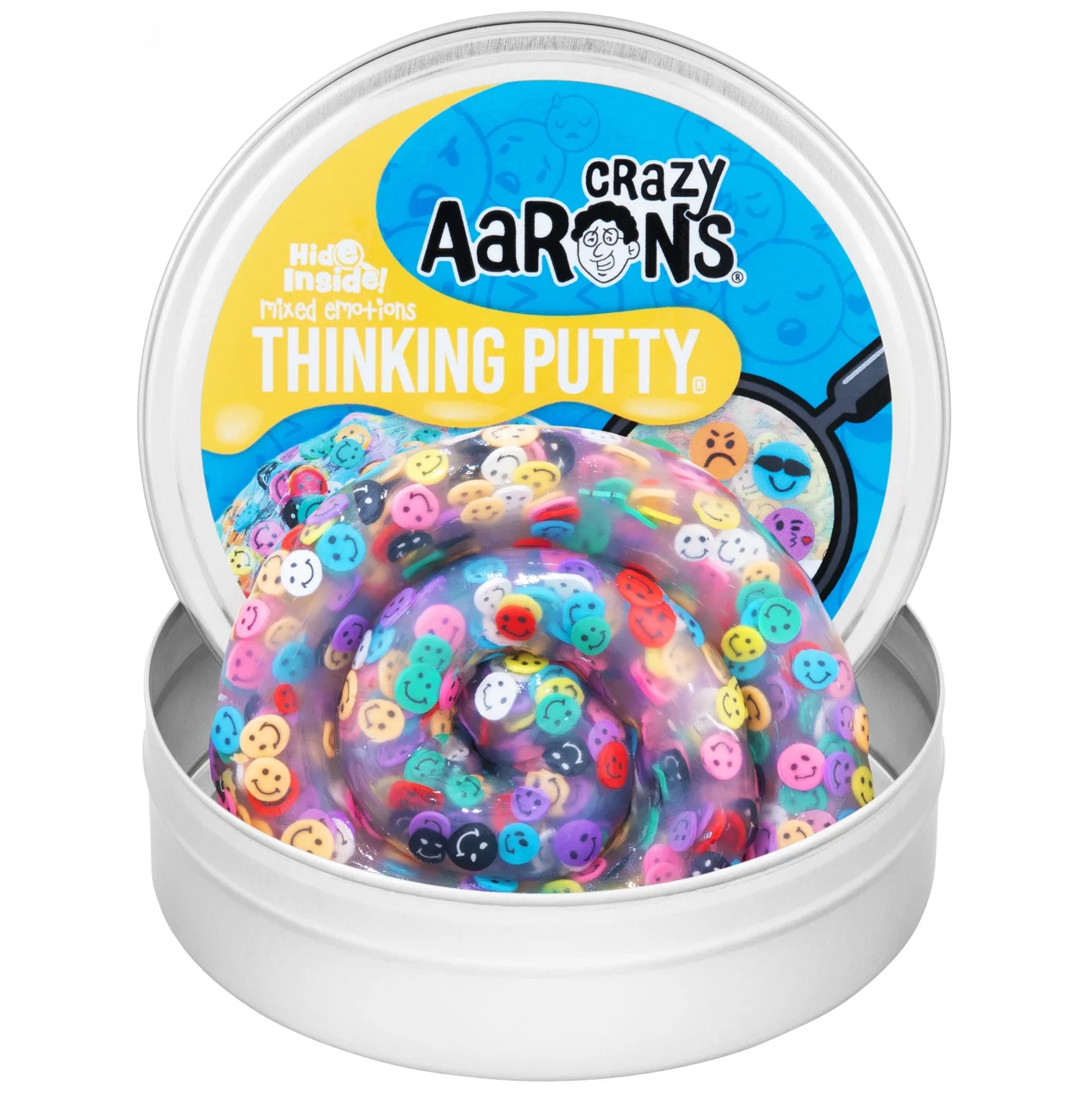 Mixed Emotions Hide Inside Thinking Putty MX020 Full-Size Tin — manufacturer reference view 1 — maker effect demonstration, not a Findweave hands-on test