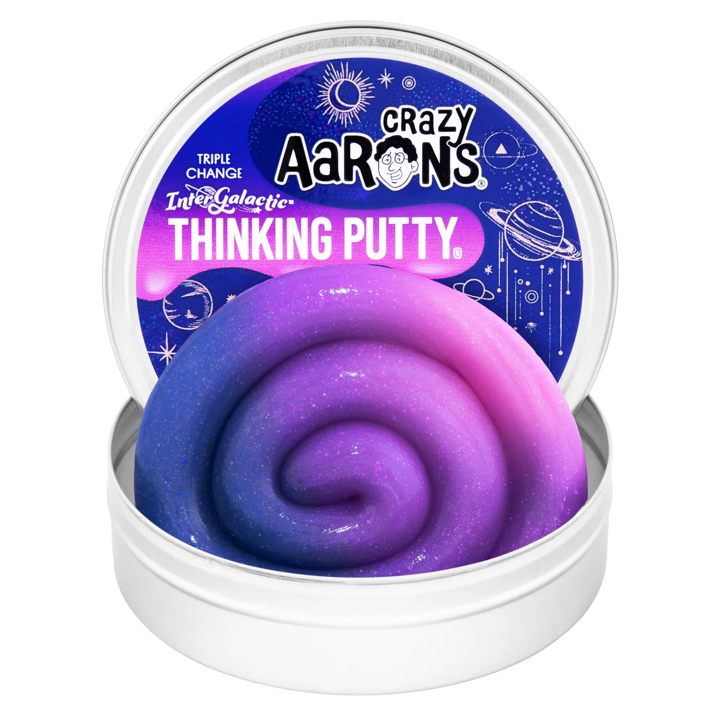 Intergalactic Hypercolor Thinking Putty IG020 Full-Size Tin — manufacturer reference view 1 — maker effect demonstration, not a Findweave hands-on test