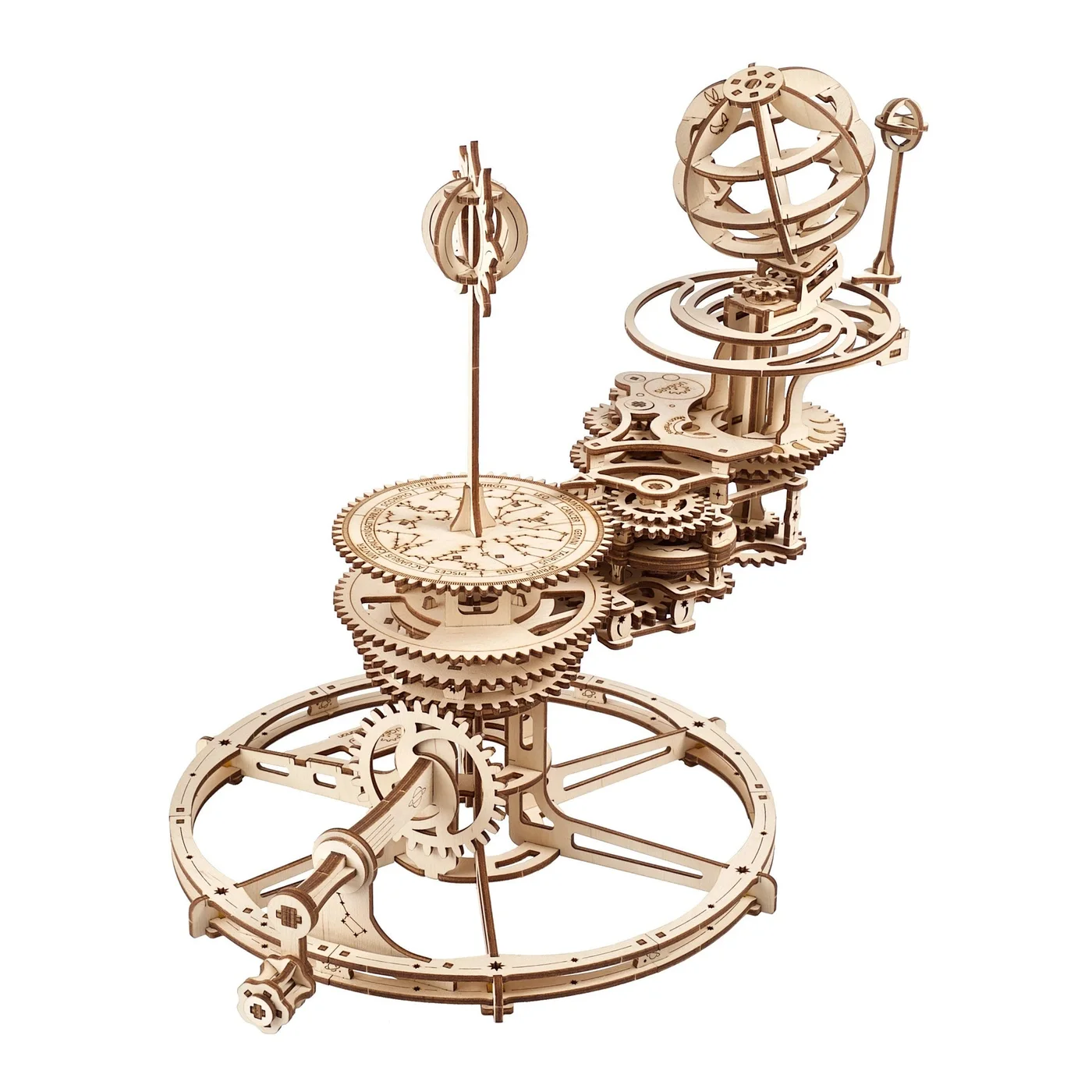 Tellurion opposite-side gearing