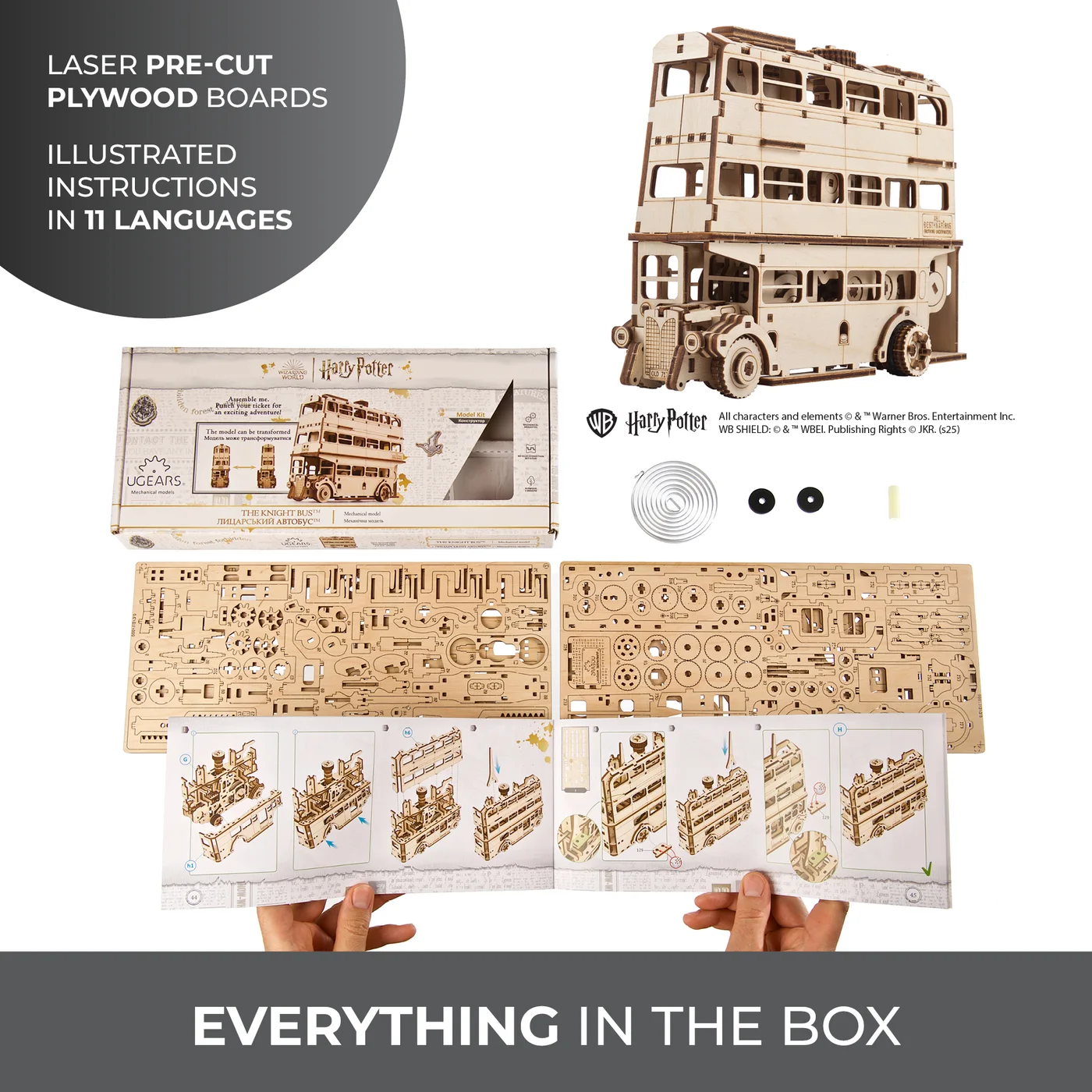 UGEARS Knight Bus — component and instruction reference