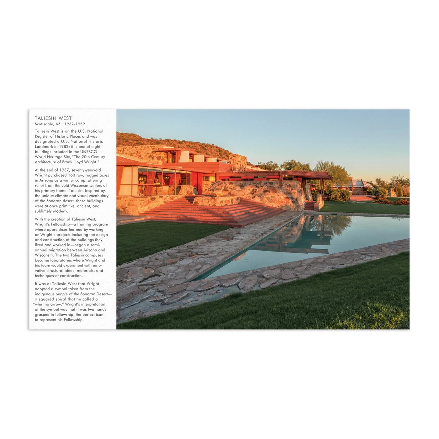 Taliesin West information insert — manufacturer reference