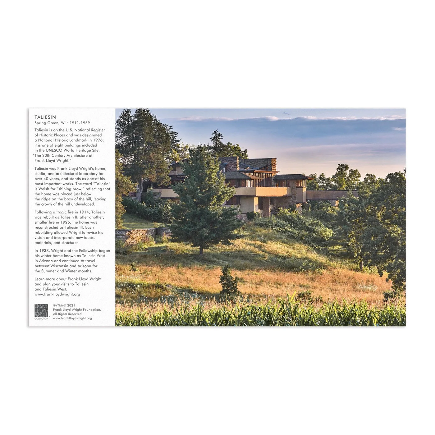 Taliesin information insert — manufacturer reference