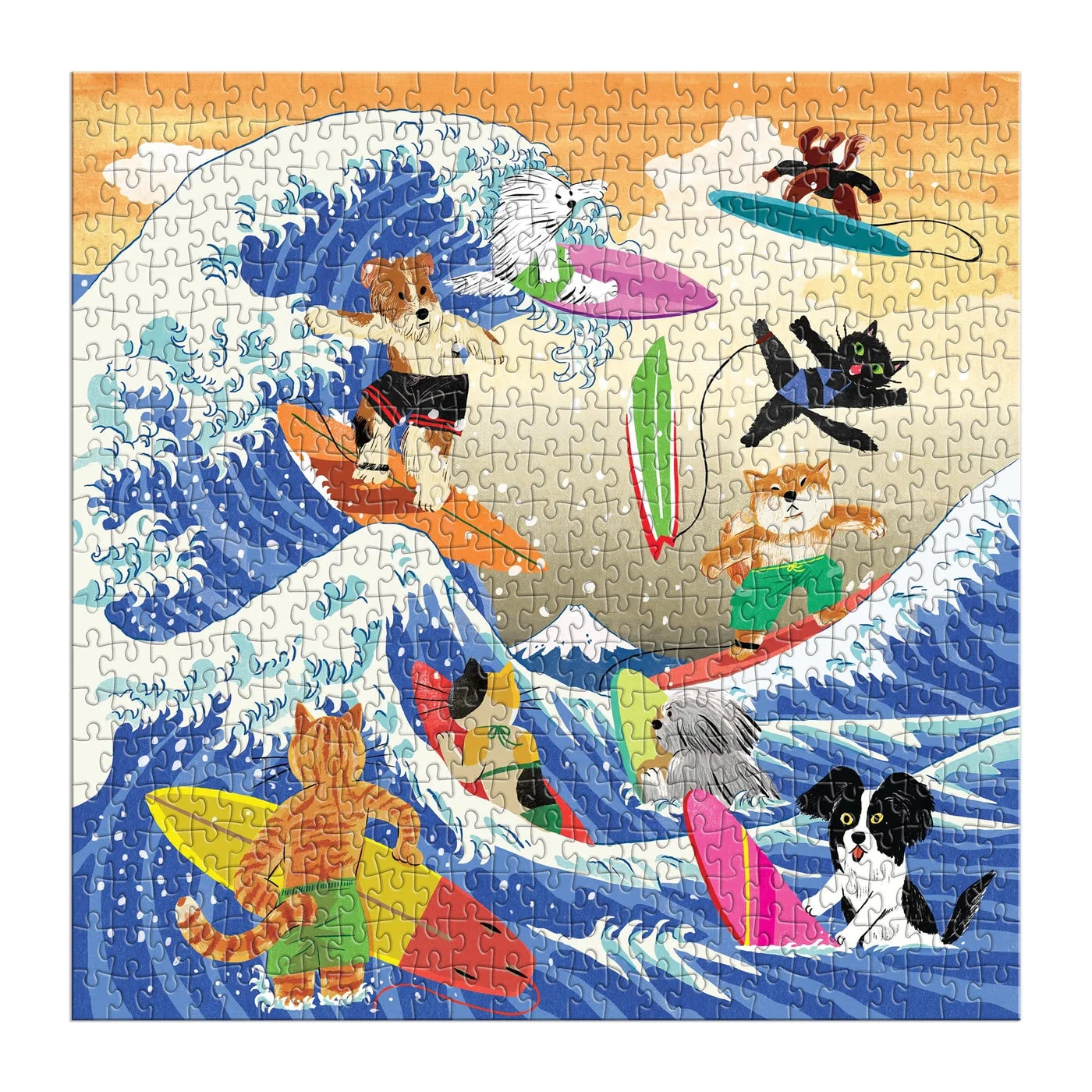 completed surfing-animal puzzle — manufacturer reference