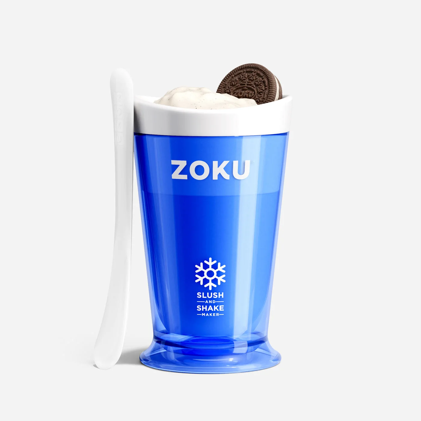 Blue original cup and spoon; prepared drink not included