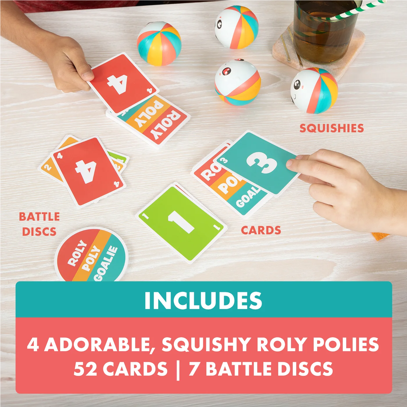 Four Roly Polies, cards and battle discs