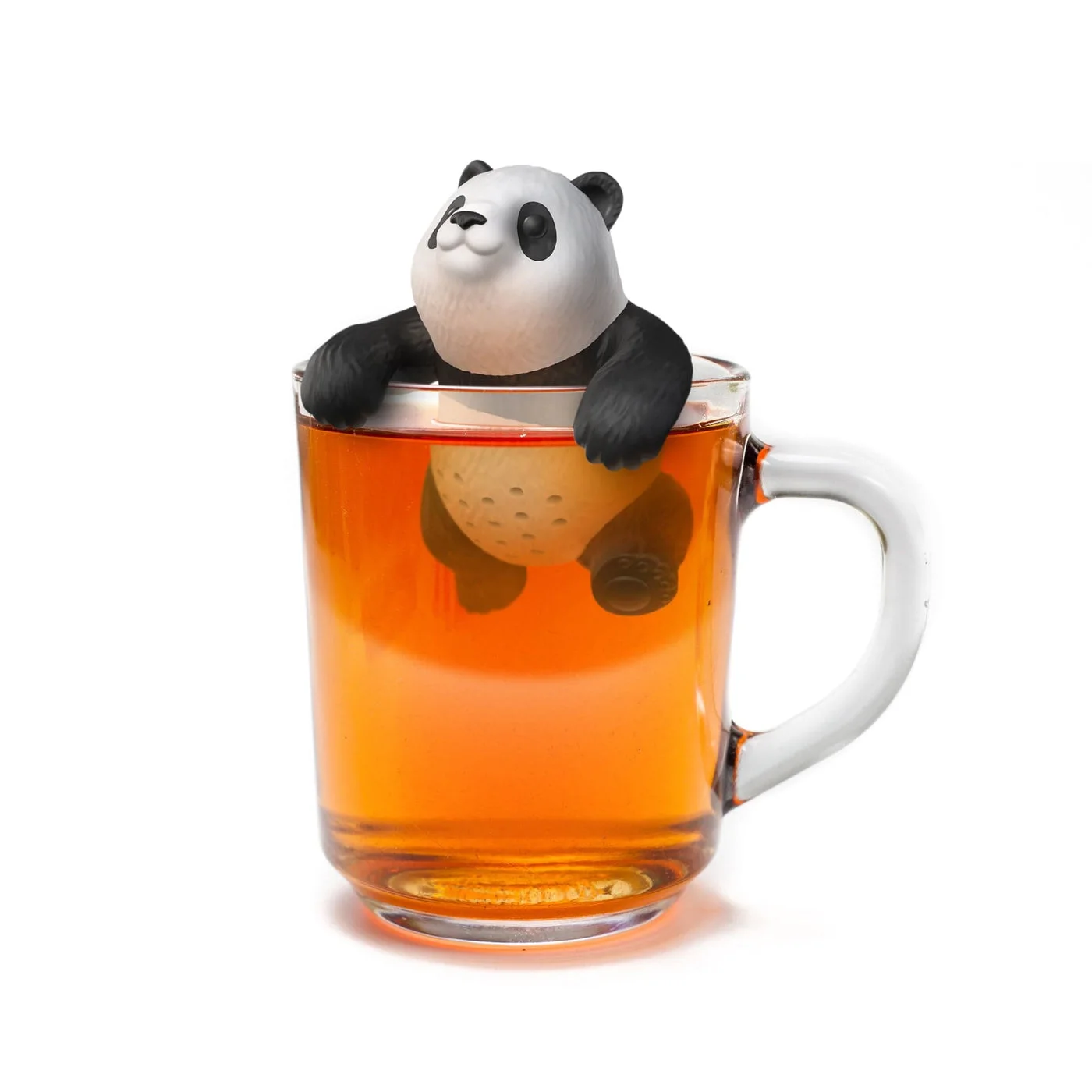 Panda hanging on a glass mug