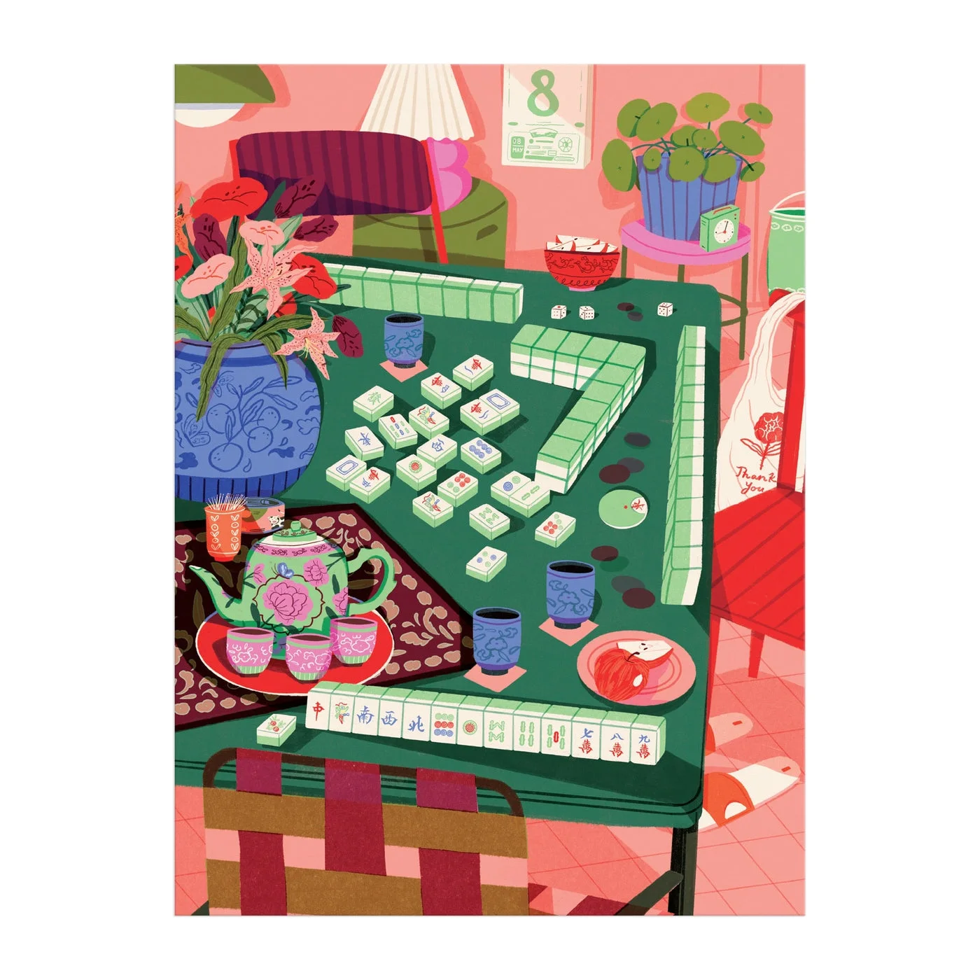 printed Mahjong Social artwork; depicted objects are not separate accessories