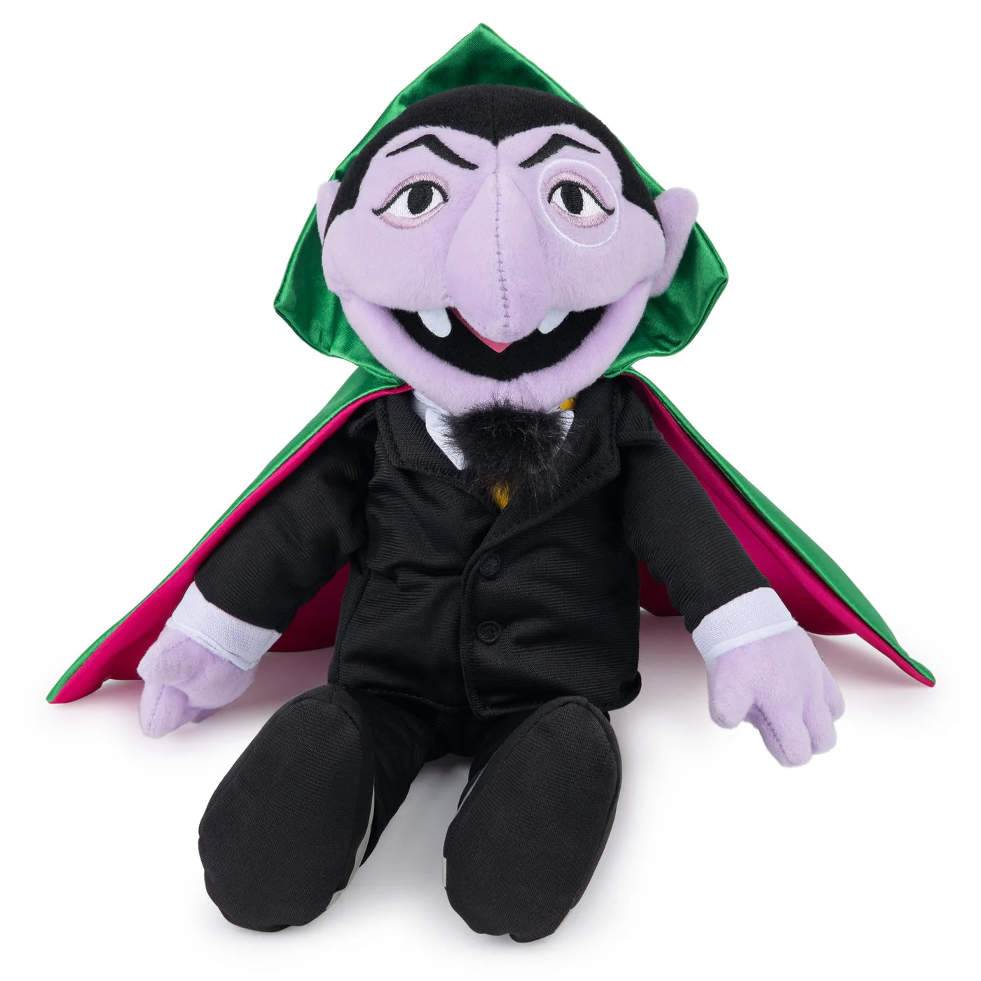 Count front view with green satin cape