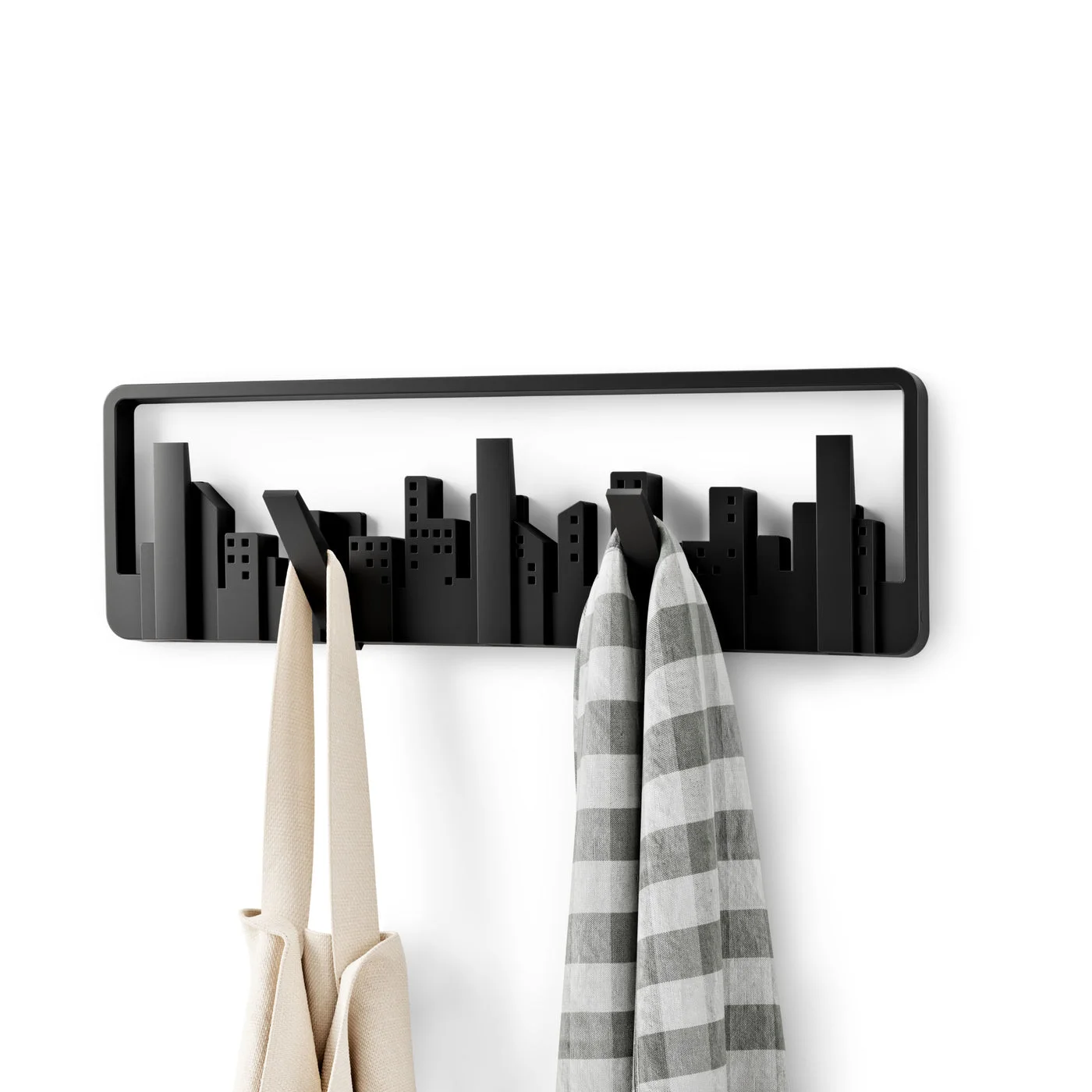 wall rack with scarf and bag styling, not included