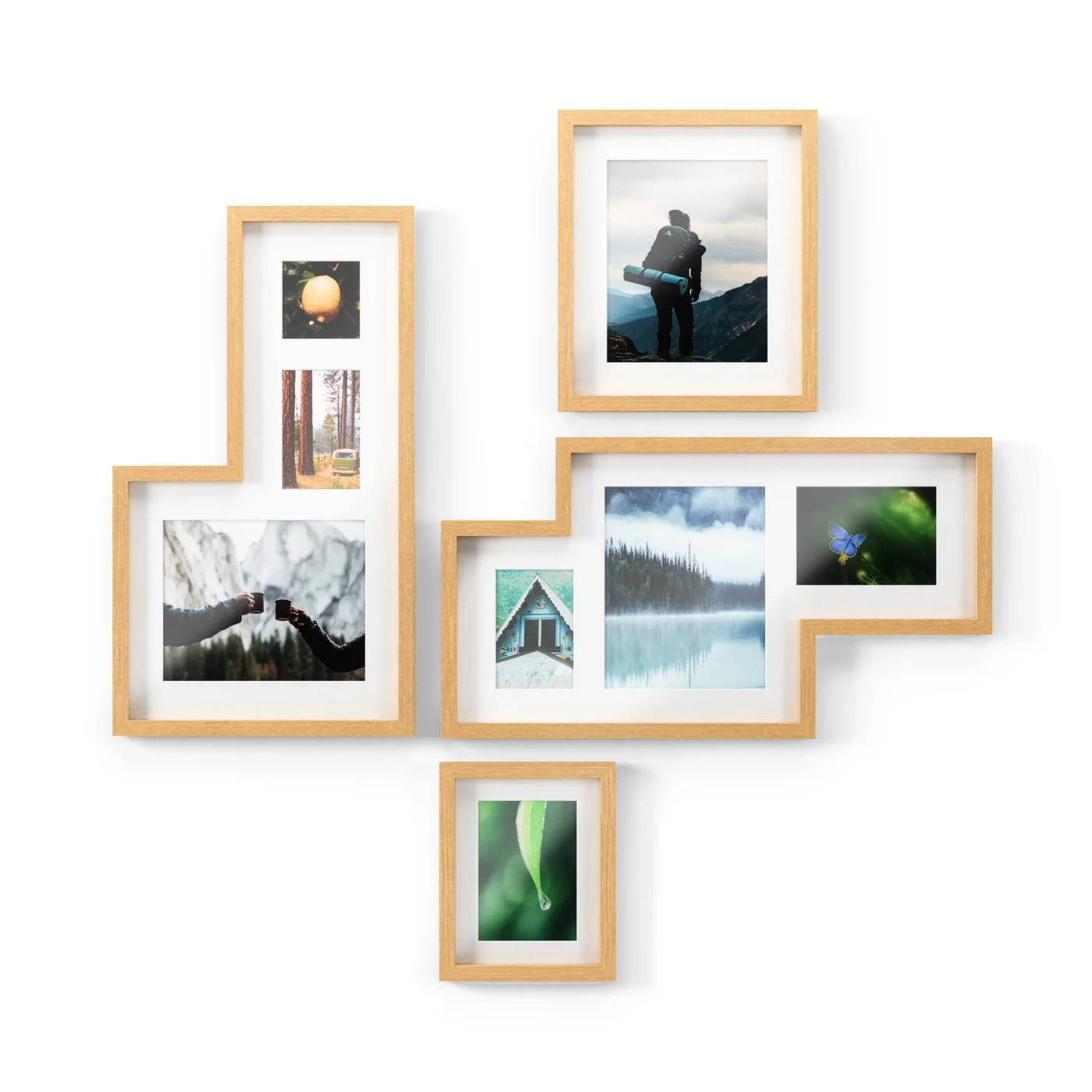 horizontal layout with separate square frame