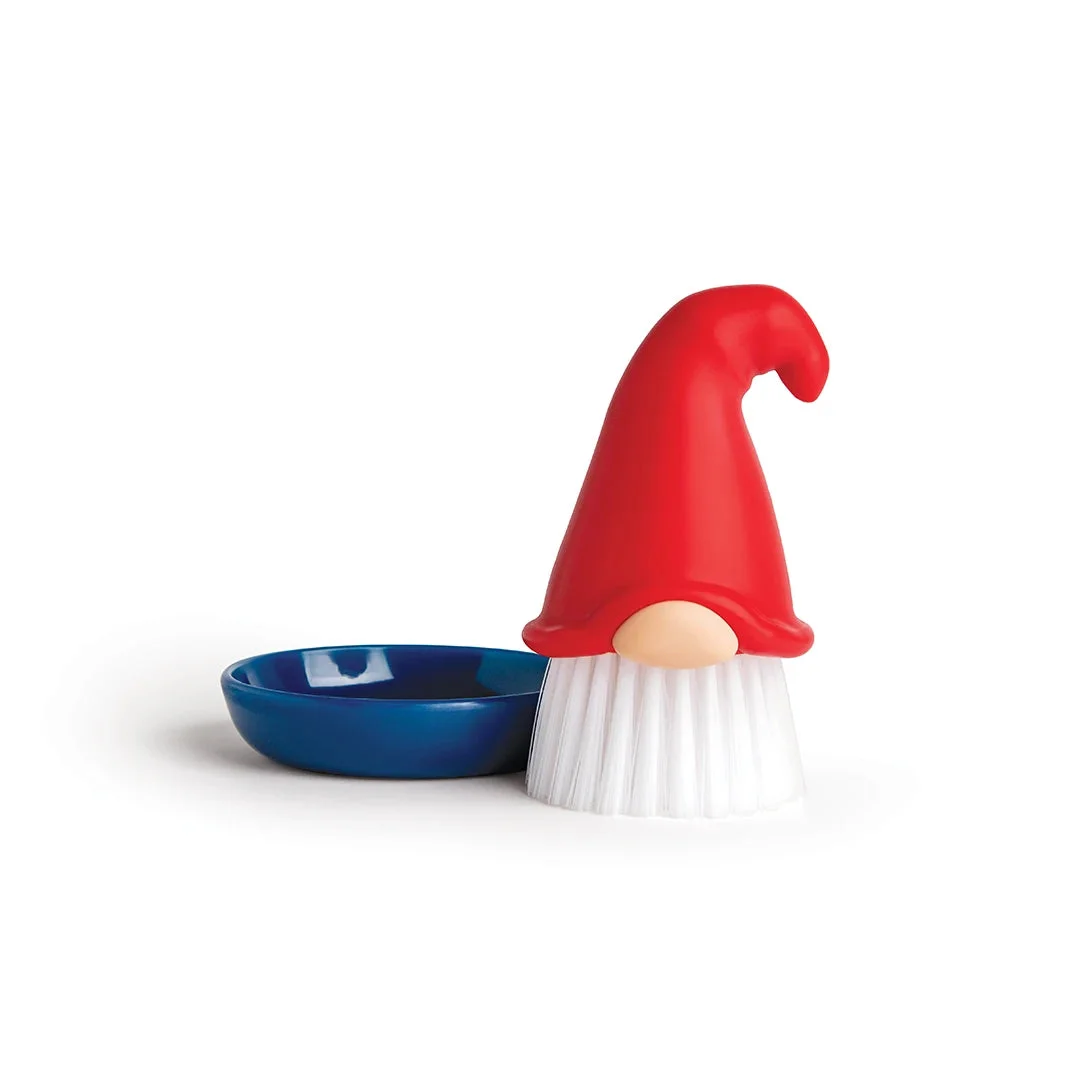 red brush beside blue tray