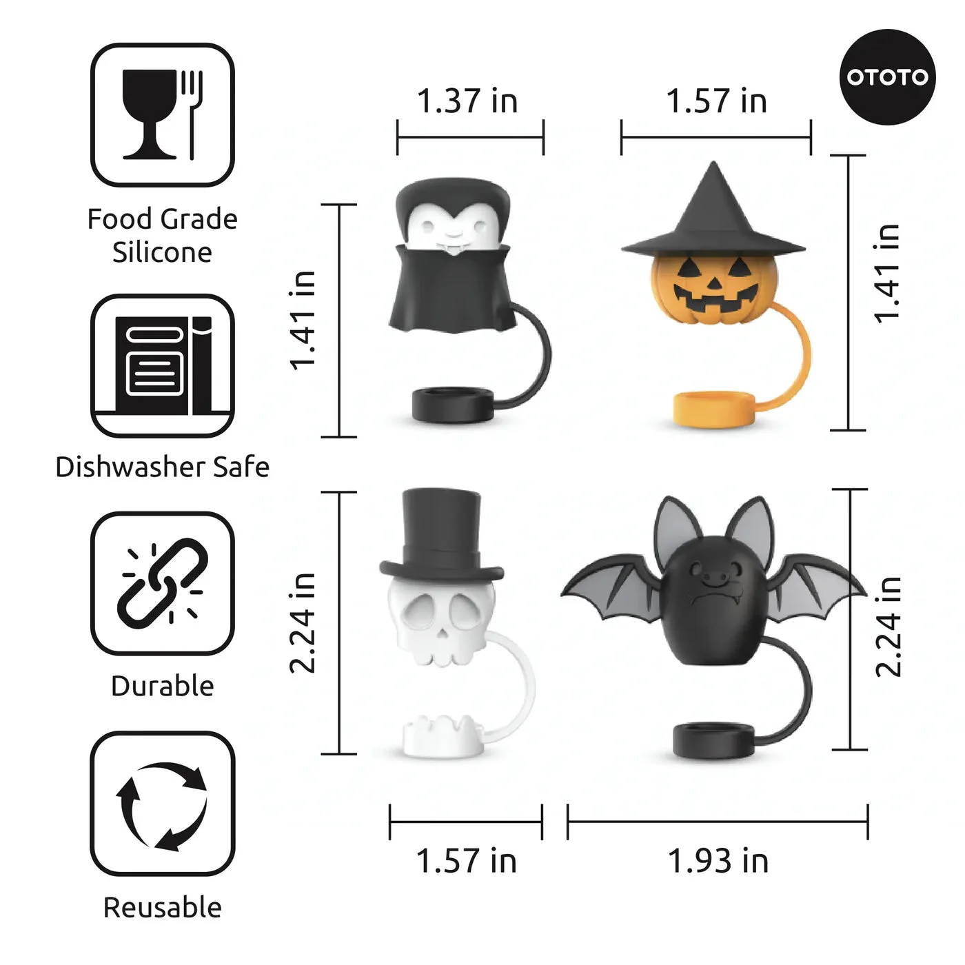 four silicone characters and maker care icons