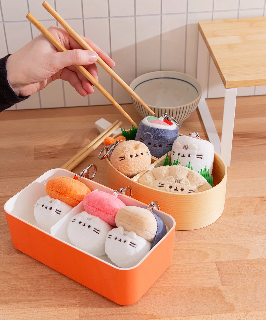 character examples styled with chopsticks; accessories excluded