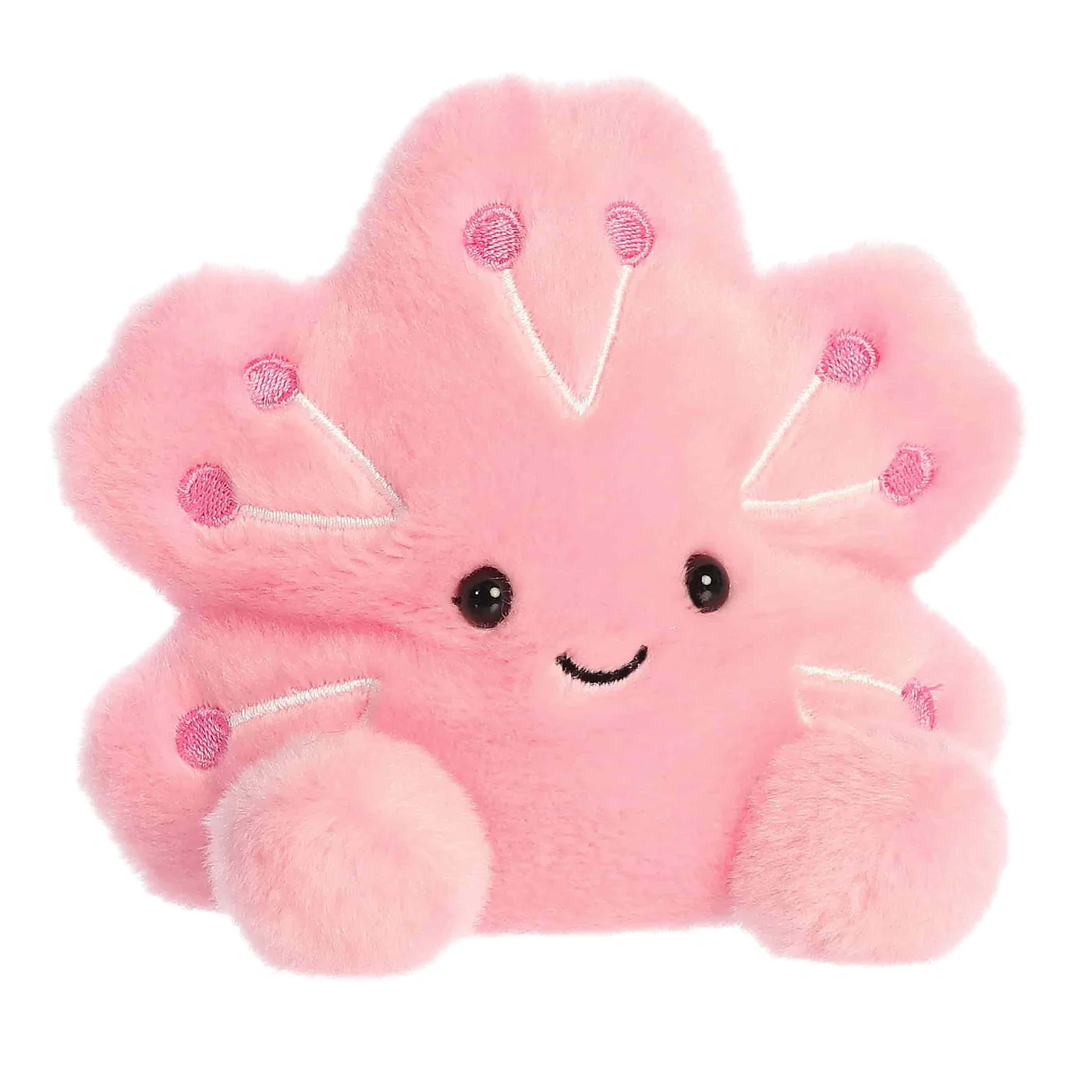 alternate front view showing smiling face and petal embroidery