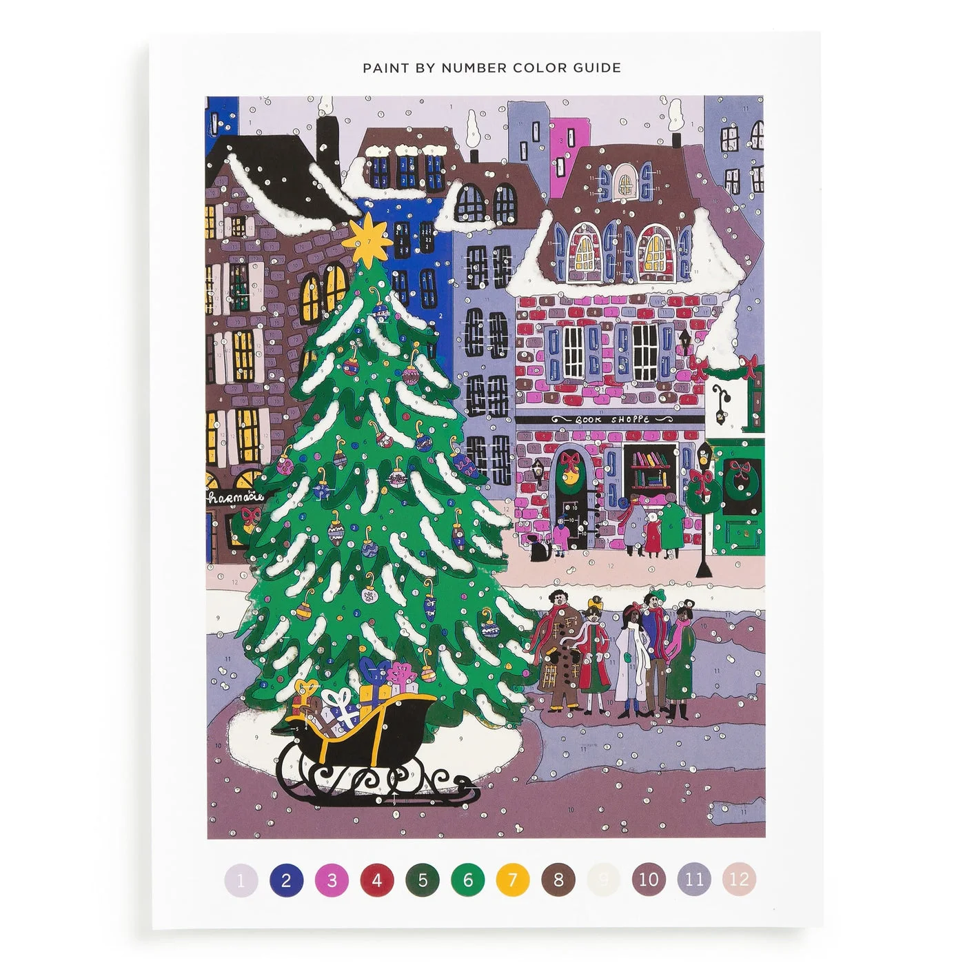 Numbered holiday-scene color reference