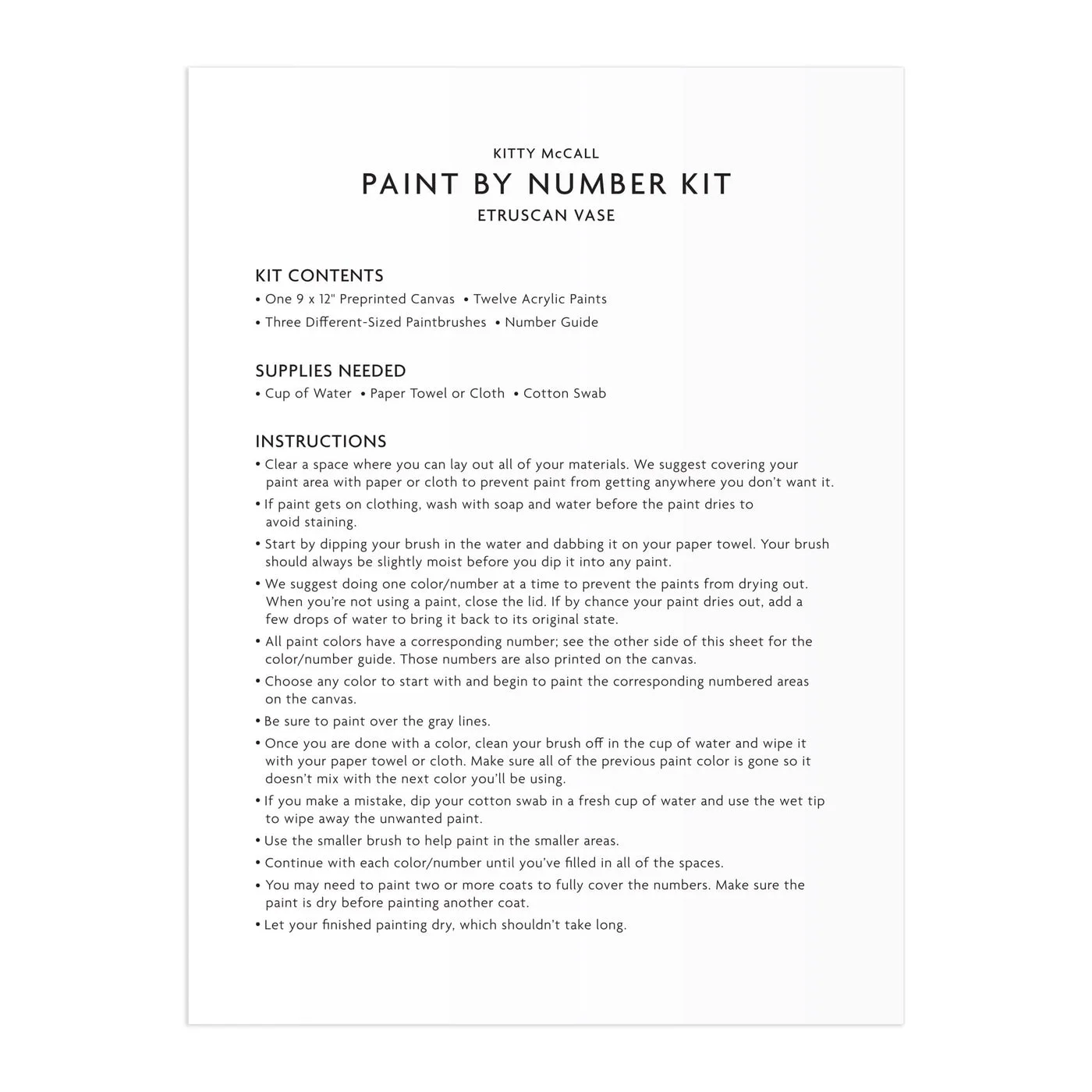 Instruction sheet